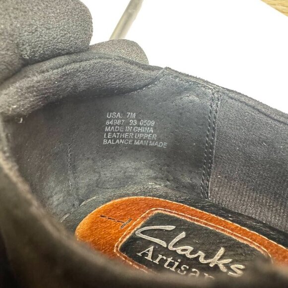 Clarks Artisan Black Suede Zipper Heeled Ankle Boots Women's Size 7 - Picture 5 of 7